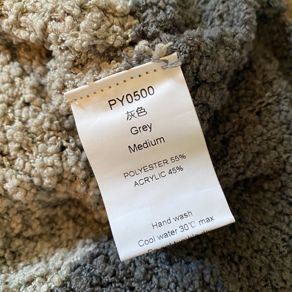 NWOT Chunky 3-Colour Sweater | White Taupe Grey Bouclé Knit Pullover - Picture 8 of 11